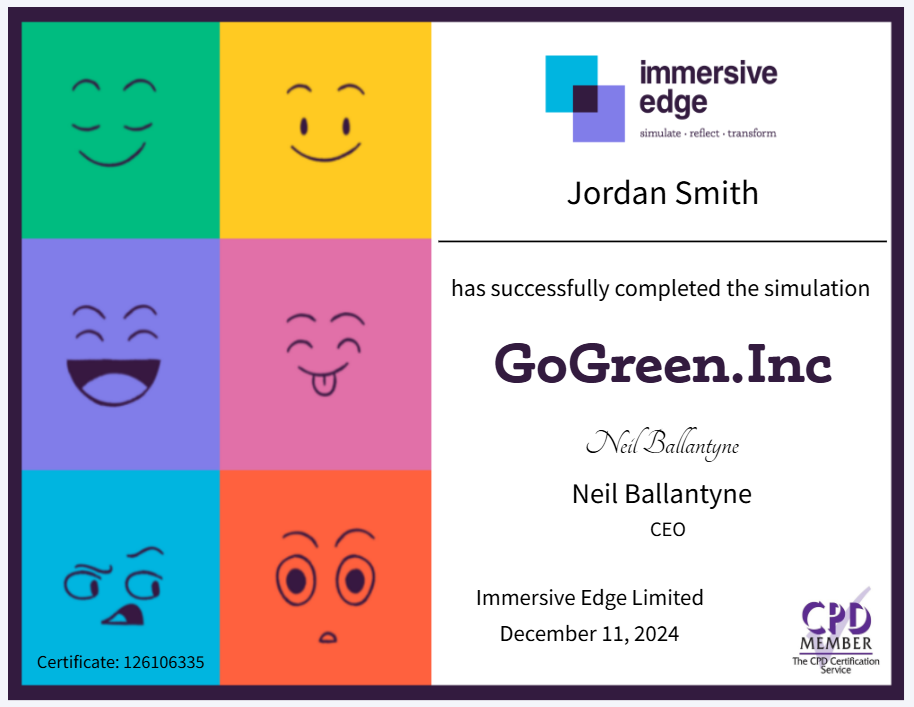 Example GoGreen.Inc certificate of completion